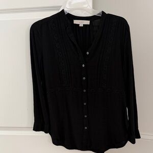 LOFT Elegant Black Button-Up Blouse